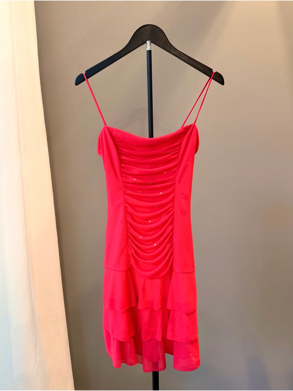 Vintage Y2K Rampage Red Ruched Mini Dress M Formal Vacation Party Romantic 90s - Picture 5 of 11